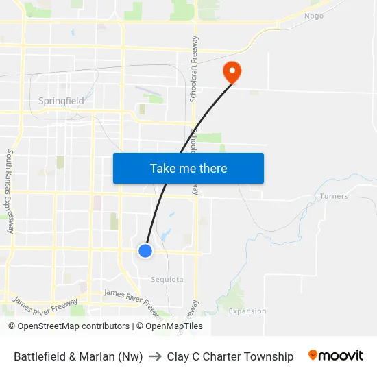 Battlefield & Marlan (Nw) to Clay C Charter Township map