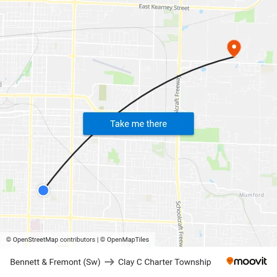 Bennett & Fremont (Sw) to Clay C Charter Township map