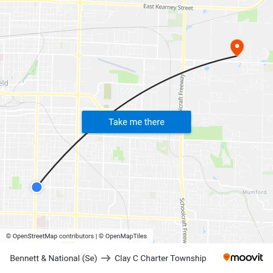 Bennett & National (Se) to Clay C Charter Township map
