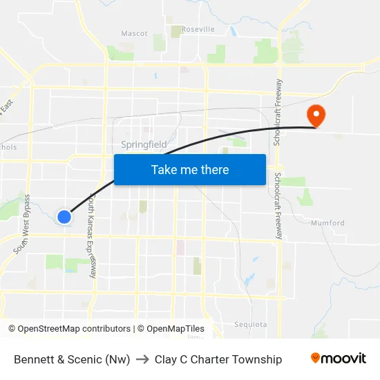 Bennett & Scenic (Nw) to Clay C Charter Township map
