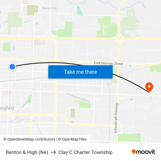 Benton & High (Ne) to Clay C Charter Township map