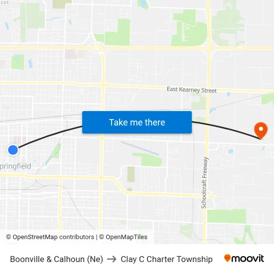 Boonville & Calhoun (Ne) to Clay C Charter Township map
