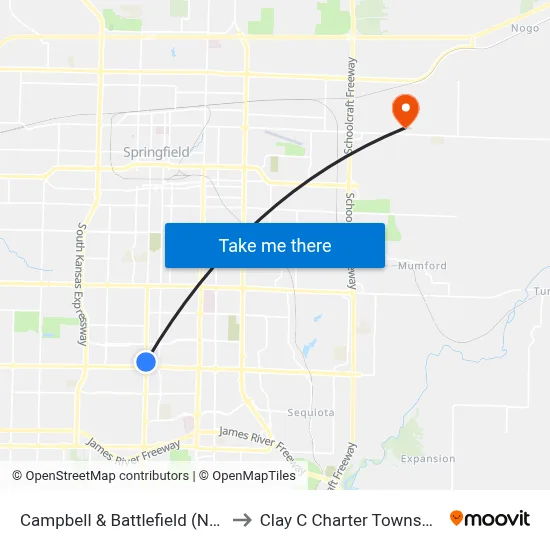 Campbell & Battlefield (Nw) to Clay C Charter Township map