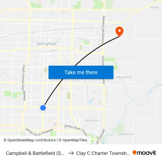 Campbell & Battlefield (Sw) to Clay C Charter Township map