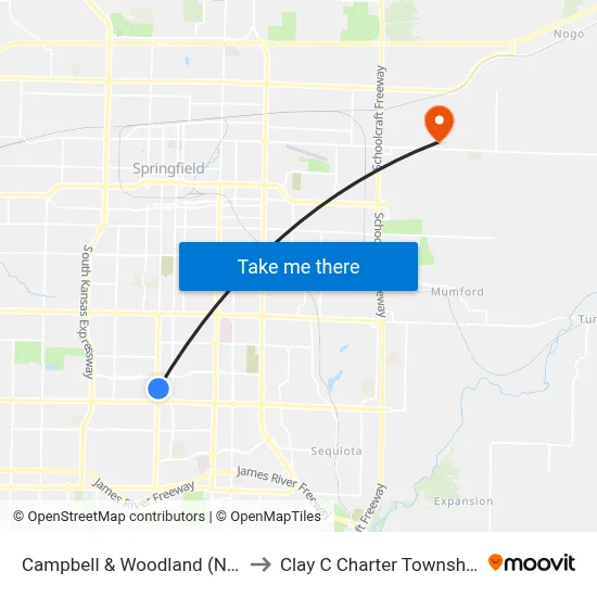 Campbell & Woodland (Ne) to Clay C Charter Township map