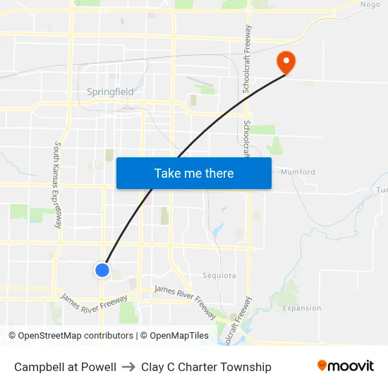 Campbell at Powell to Clay C Charter Township map