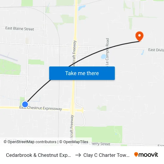 Cedarbrook & Chestnut Expy (Nw) to Clay C Charter Township map