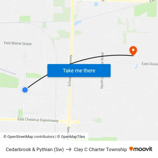 Cedarbrook & Pythian (Sw) to Clay C Charter Township map