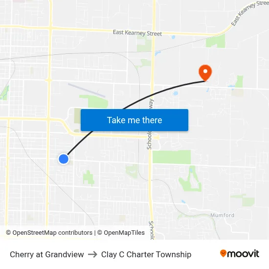 Cherry at Grandview to Clay C Charter Township map