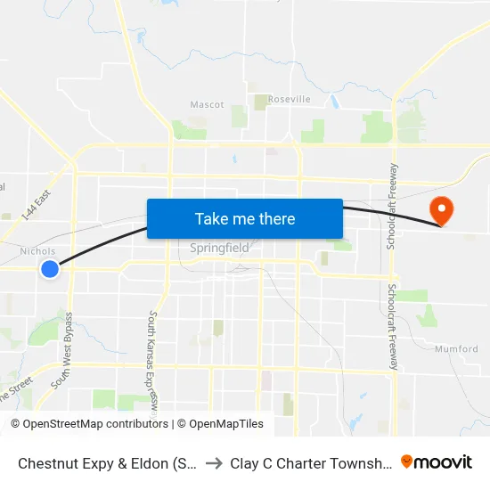 Chestnut Expy & Eldon (Se) to Clay C Charter Township map