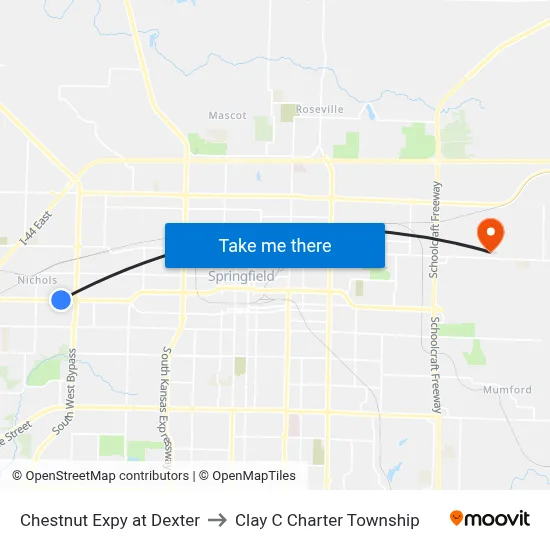 Chestnut Expy at Dexter to Clay C Charter Township map