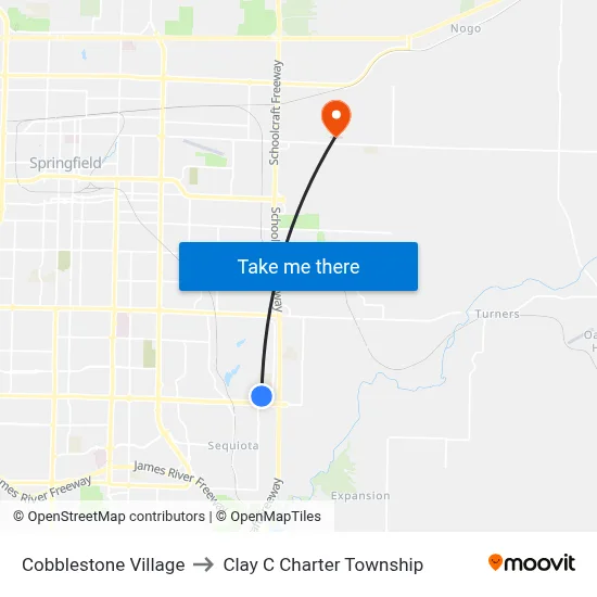 Cobblestone Village to Clay C Charter Township map
