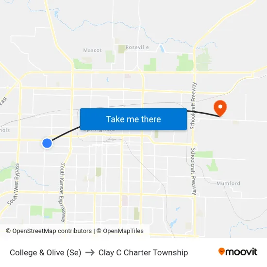 College & Olive (Se) to Clay C Charter Township map