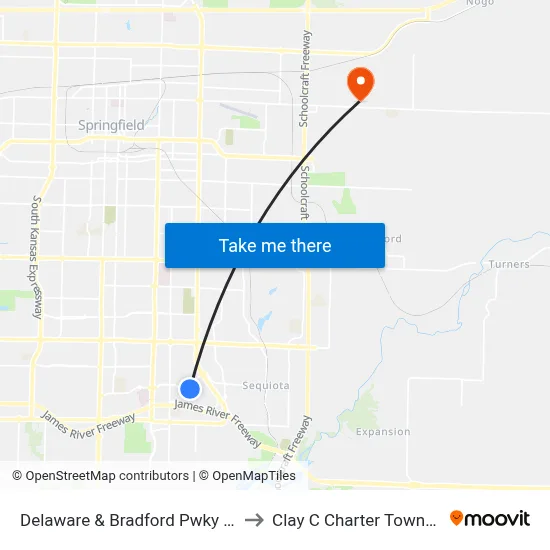 Delaware & Bradford Pwky (Ne) to Clay C Charter Township map