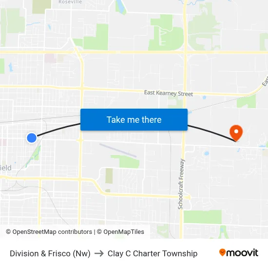 Division & Frisco (Nw) to Clay C Charter Township map