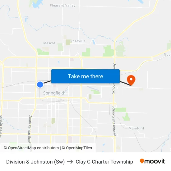Division & Johnston (Sw) to Clay C Charter Township map
