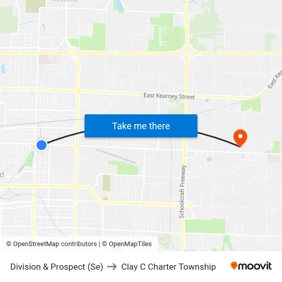 Division & Prospect (Se) to Clay C Charter Township map