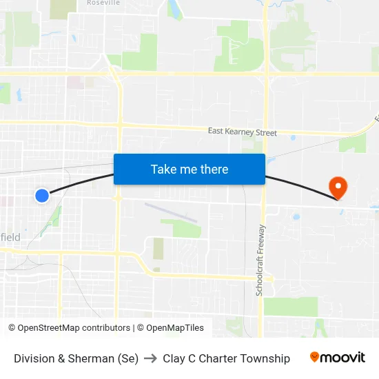 Division & Sherman (Se) to Clay C Charter Township map