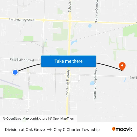 Division at Oak Grove to Clay C Charter Township map