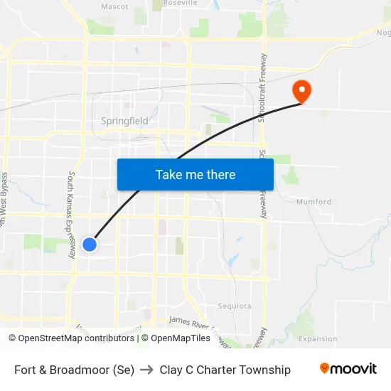 Fort & Broadmoor (Se) to Clay C Charter Township map