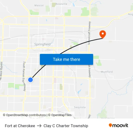 Fort at Cherokee to Clay C Charter Township map