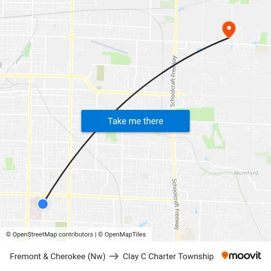Fremont & Cherokee (Nw) to Clay C Charter Township map