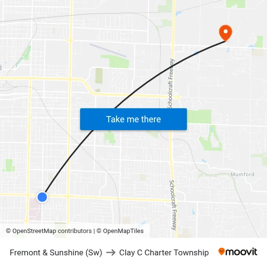Fremont & Sunshine (Sw) to Clay C Charter Township map