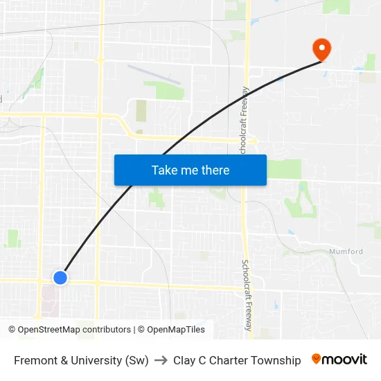 Fremont & University (Sw) to Clay C Charter Township map