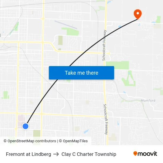 Fremont at Lindberg to Clay C Charter Township map