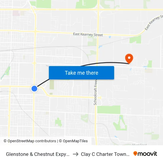 Glenstone & Chestnut Expy (Se) to Clay C Charter Township map