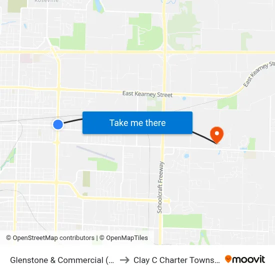 Glenstone & Commercial (Ne) to Clay C Charter Township map