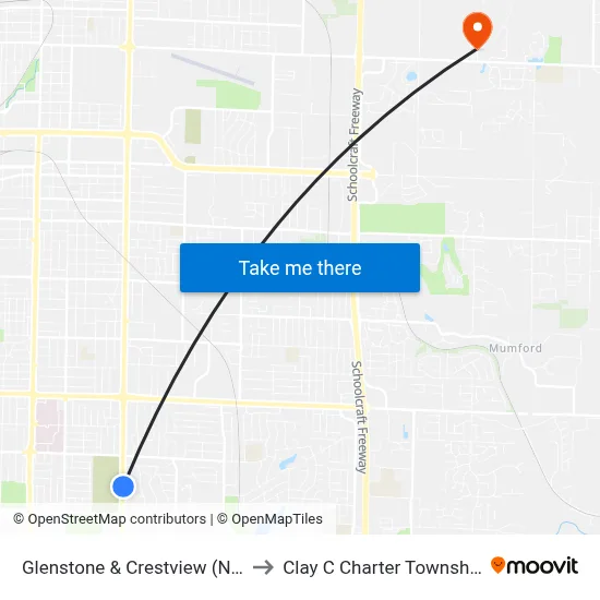 Glenstone & Crestview (Ne) to Clay C Charter Township map