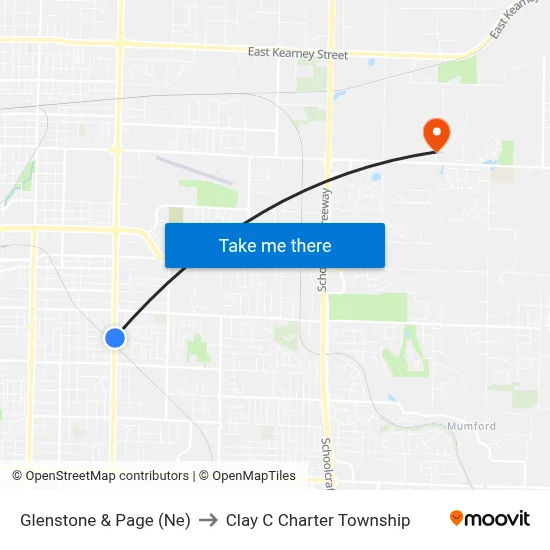 Glenstone & Page (Ne) to Clay C Charter Township map
