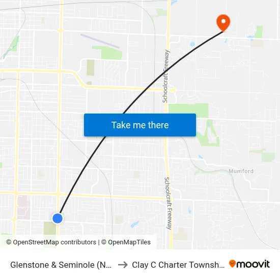 Glenstone & Seminole (Nw) to Clay C Charter Township map