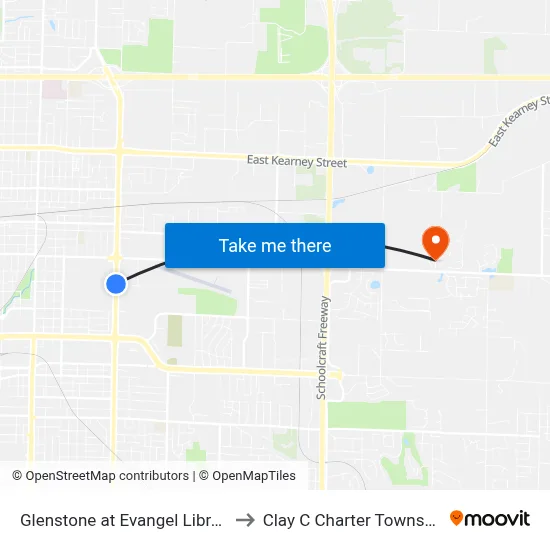 Glenstone at Evangel Library to Clay C Charter Township map