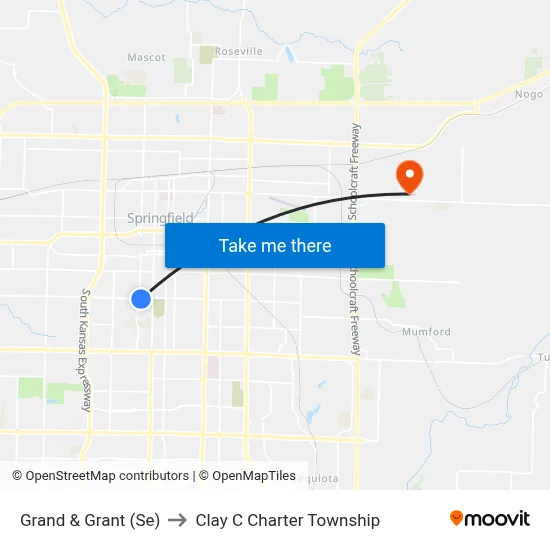 Grand & Grant (Se) to Clay C Charter Township map