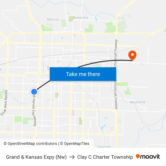Grand & Kansas Expy (Nw) to Clay C Charter Township map