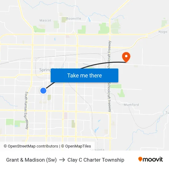 Grant & Madison (Sw) to Clay C Charter Township map