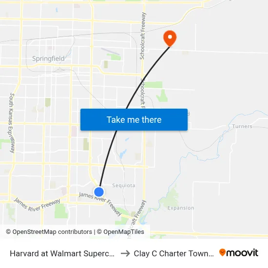 Harvard at Walmart Supercenter to Clay C Charter Township map