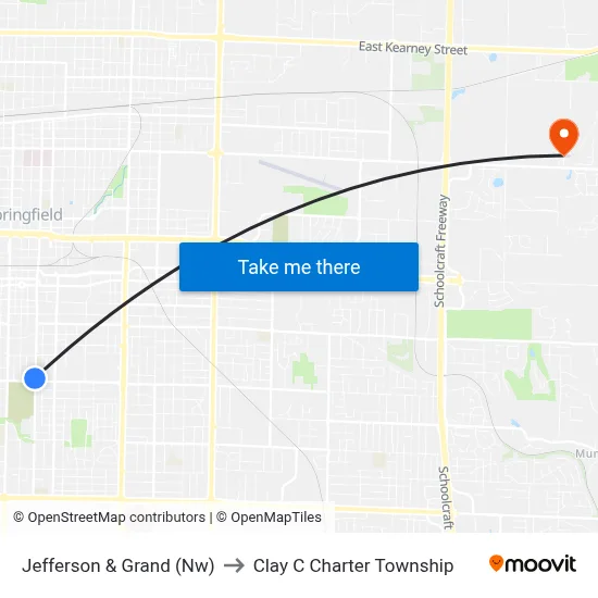Jefferson & Grand (Nw) to Clay C Charter Township map