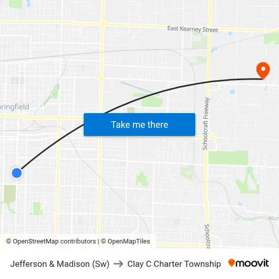 Jefferson & Madison (Sw) to Clay C Charter Township map