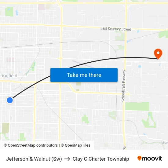 Jefferson & Walnut (Sw) to Clay C Charter Township map