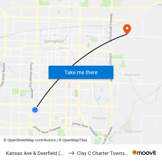 Kansas Ave & Deerfield (Ne) to Clay C Charter Township map