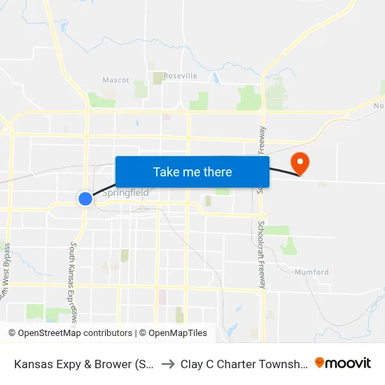 Kansas Expy & Brower (Se) to Clay C Charter Township map