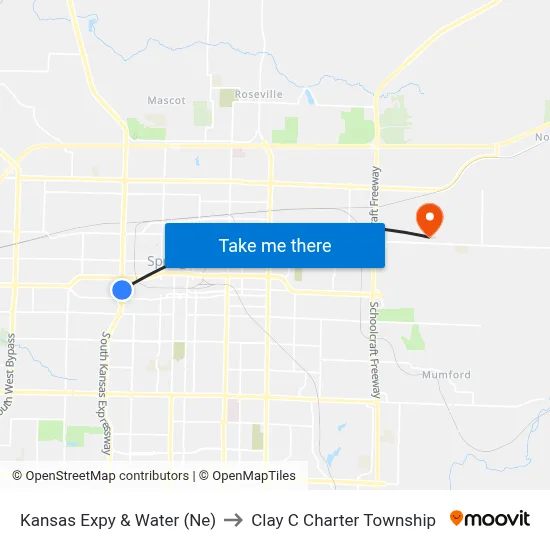 Kansas Expy & Water (Ne) to Clay C Charter Township map