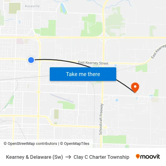 Kearney & Delaware (Sw) to Clay C Charter Township map