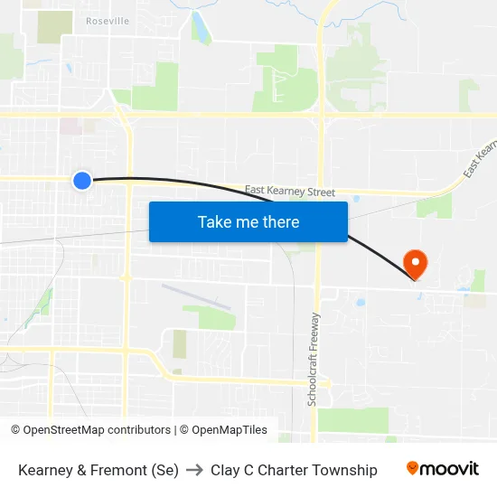 Kearney & Fremont (Se) to Clay C Charter Township map