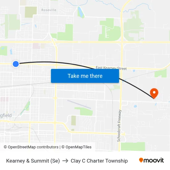 Kearney & Summit (Se) to Clay C Charter Township map