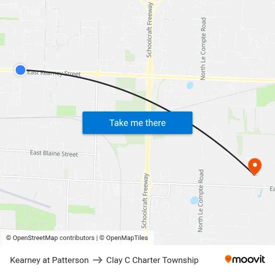 Kearney at Patterson to Clay C Charter Township map