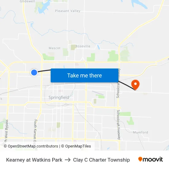 Kearney at Watkins Park to Clay C Charter Township map